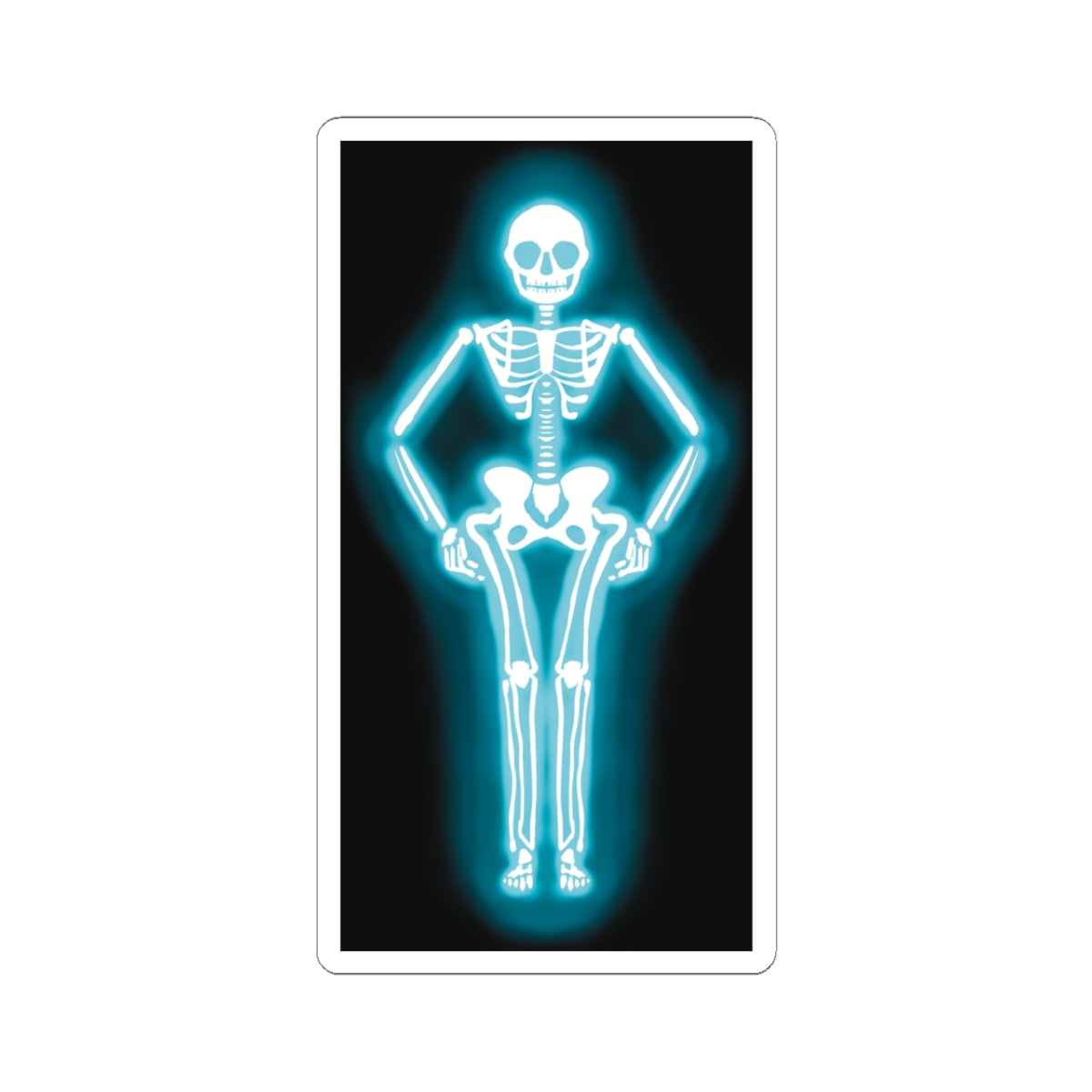 Skeleton Neon Sign Sticker, Glowing Skeleton Design, Skeleton Vinyl Decal