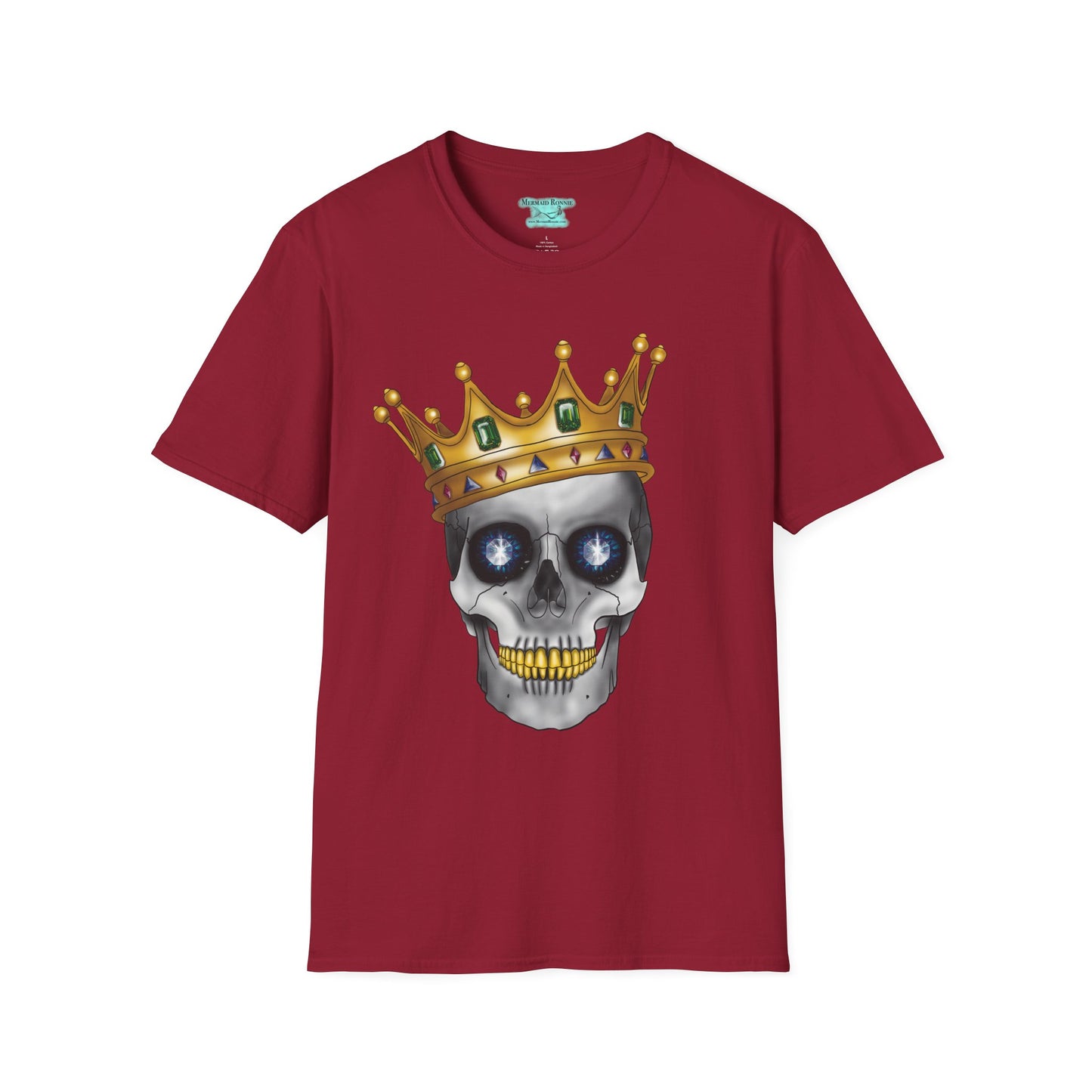 Skull in Crown T-Shirt, Gothic Skull with Gold Teeth and Gemstone Eyes, Unisex Short Sleeve