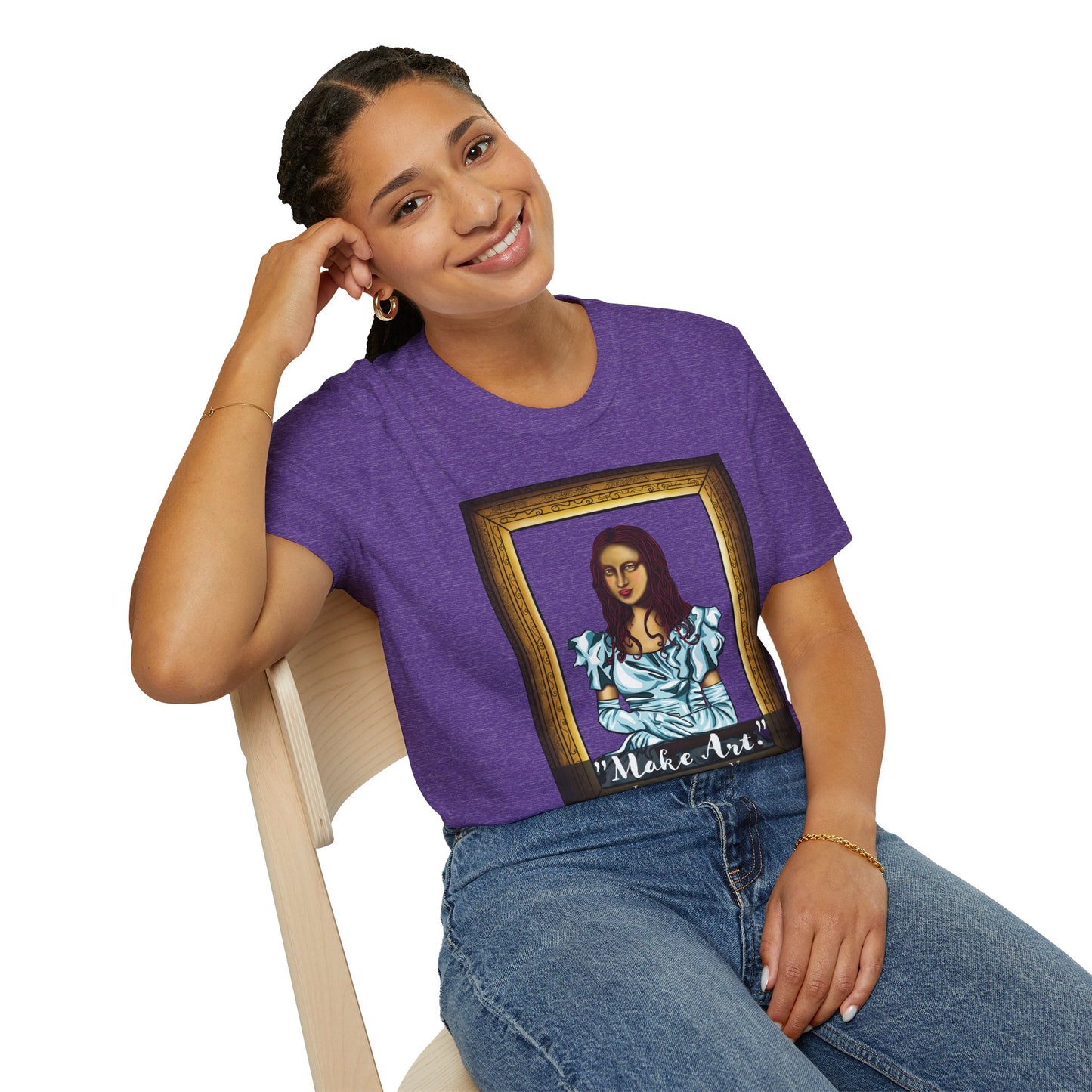 Make Art Mona Lisa T-Shirt, Funny Art Quote, Leonardo da Vinci Joke