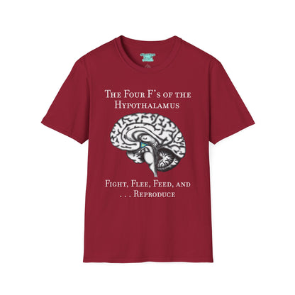Funny Neuroscience T-Shirt, Brain Hypothalamus Graphic Tee, Four F’s of the Hypothalamus, Anatomy Gift, Educational Humor