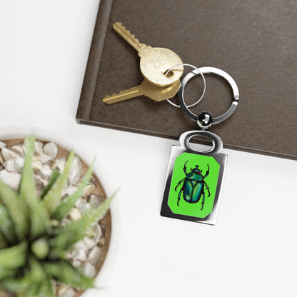 June Bug Keychain, Green Chafer Beetle Keyring, Entomology Insect Keychain, Lime Green