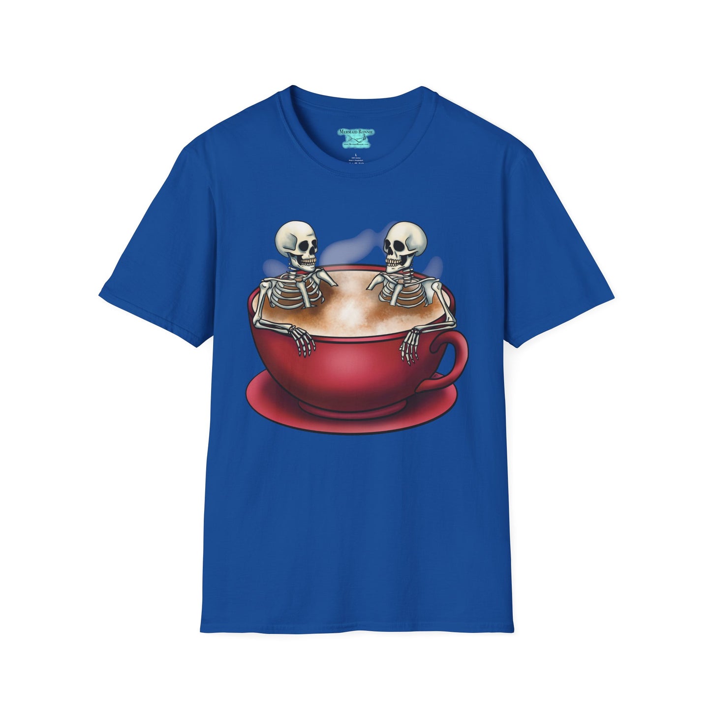 Skeletons in Coffee Cup Graphic T-Shirt, Hot Tubbing Skeletons Unisex Tee, Coffee T-Shirt