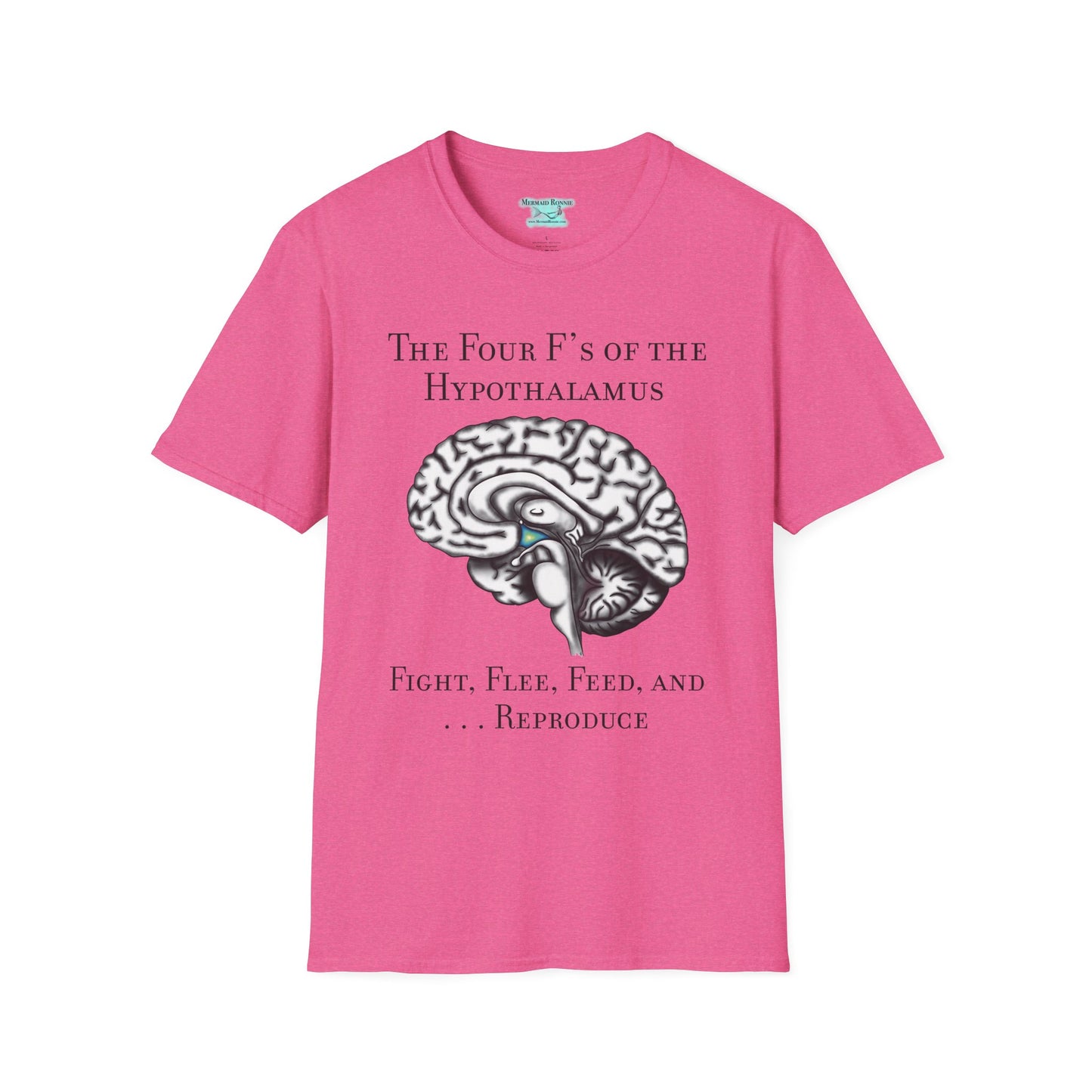 Funny Neuroscience T-Shirt, Brain Hypothalamus Graphic Tee, Four F’s of the Hypothalamus, Anatomy Gift, Educational Humor