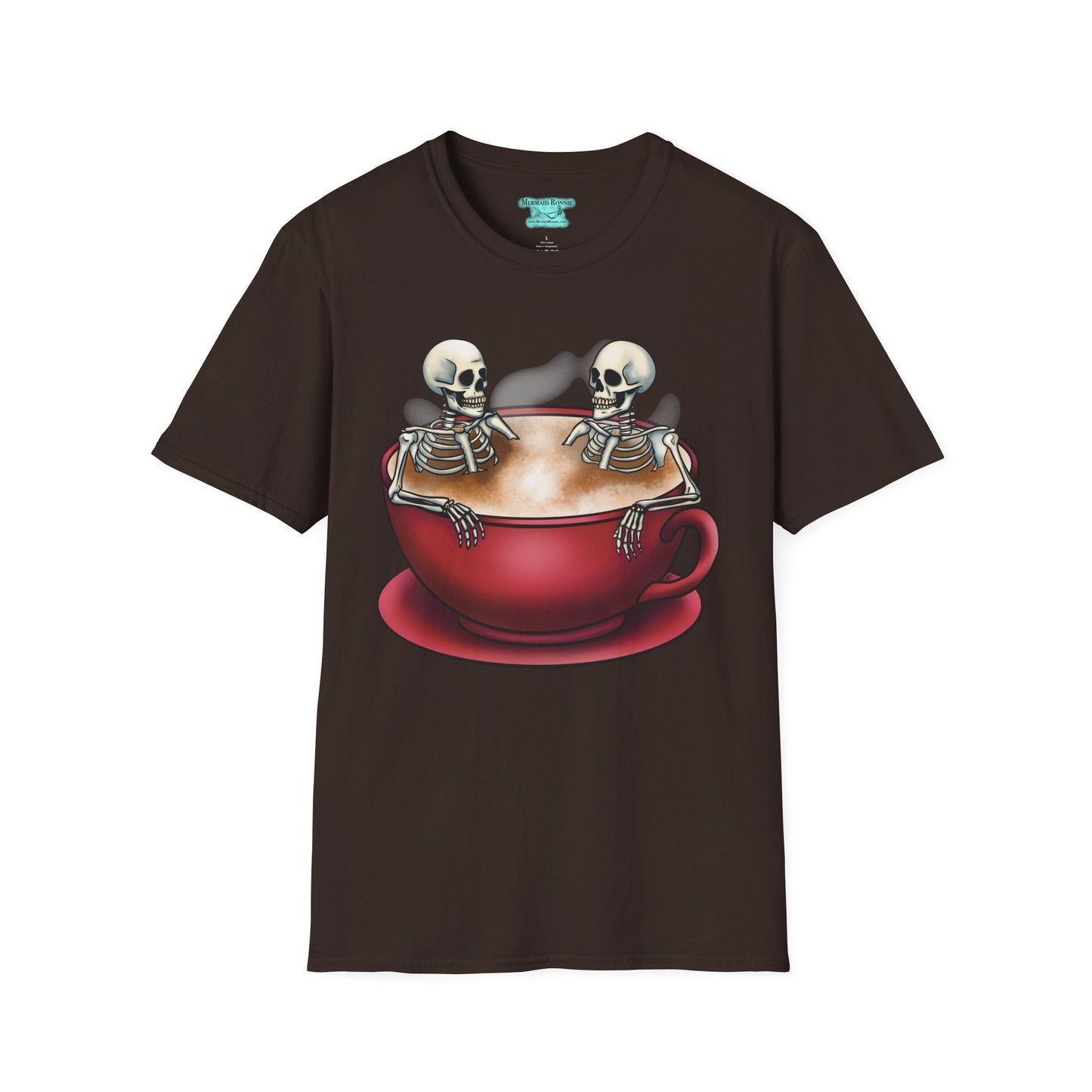 Skeletons in Coffee Cup Graphic T-Shirt, Hot Tubbing Skeletons Unisex Tee, Coffee T-Shirt
