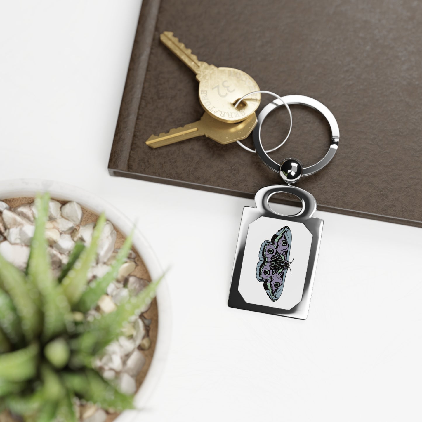 Blue and Purple Moth Keychain, Butterfly Keyring, Entomology Insect Gift