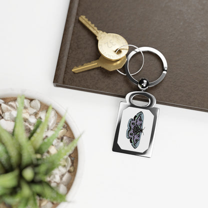 Blue and Purple Moth Keychain, Butterfly Keyring, Entomology Insect Gift