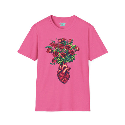 Anatomical Heart T-Shirt, Unisex Bouquet of Roses Tee, Cardiology Gift