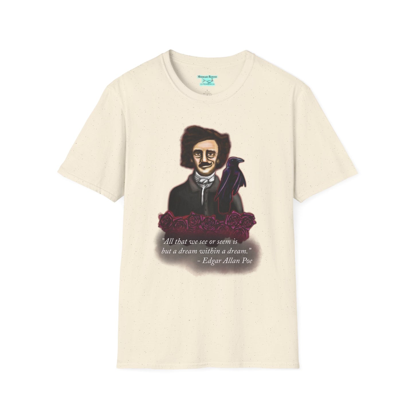 Edgar Allan Poe T-Shirt, Unisex Gothic Literary Tee, Raven and Roses