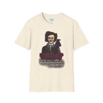 Edgar Allan Poe T-Shirt, Unisex Gothic Literary Tee, Raven and Roses
