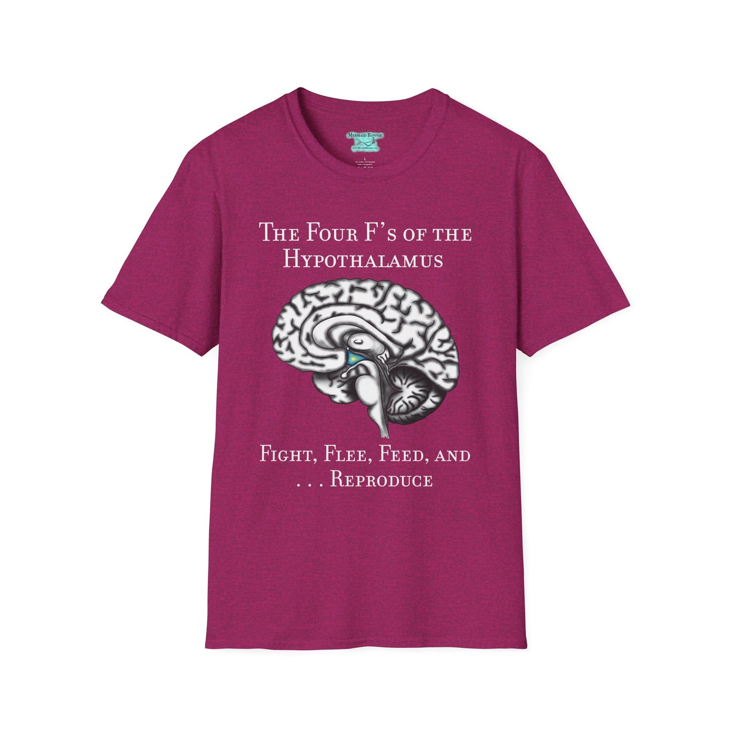 Funny Neuroscience T-Shirt, Brain Hypothalamus Graphic Tee, Four F’s of the Hypothalamus, Anatomy Gift, Educational Humor