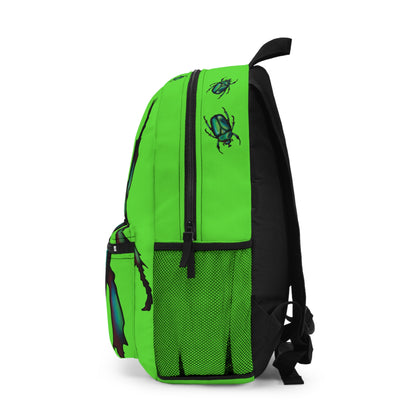 June Bug Backpack, Lime Green Canvas Backpack, Green Chafer Beetle, Insect Backpack