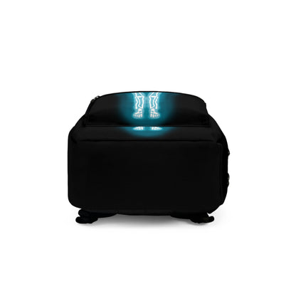 Black Skeleton Backpack, Black Canvas Backpack with Skeleton Neon Sign Design, Glowing Skeleton