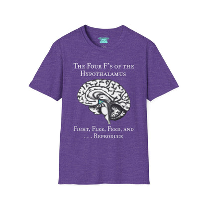 Funny Neuroscience T-Shirt, Brain Hypothalamus Graphic Tee, Four F’s of the Hypothalamus, Anatomy Gift, Educational Humor