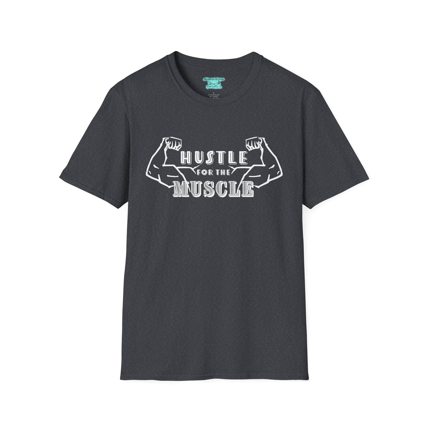 Hustle for the Muscle Workout T-Shirt, Masculine Muscle Arms Flexing, Unisex Short Sleeve Graphic Tee
