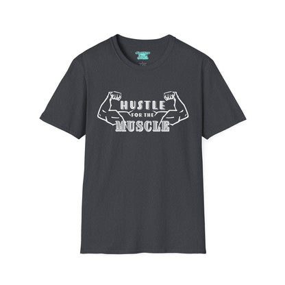 Hustle for the Muscle Workout T-Shirt, Masculine Muscle Arms Flexing, Unisex Short Sleeve Graphic Tee