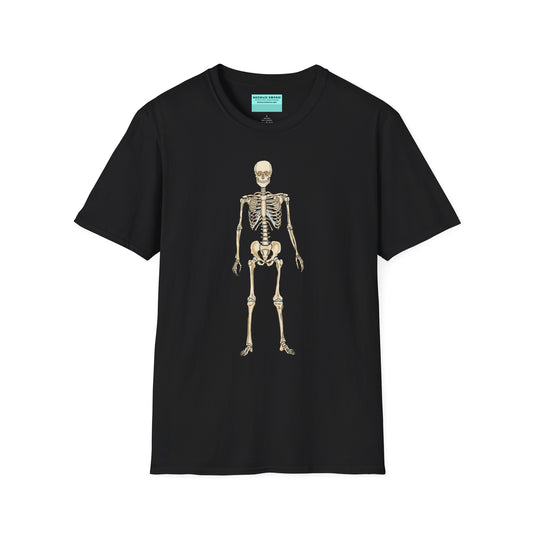Black unisex short sleeve tee featuring an anatomical skeleton, because sometimes you just need to show off your bones—literally.