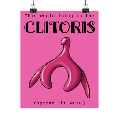 Clitoris Art Print, Female Reproductive Health Awareness Poster, Pink Anatomical Vulva Wall Art
