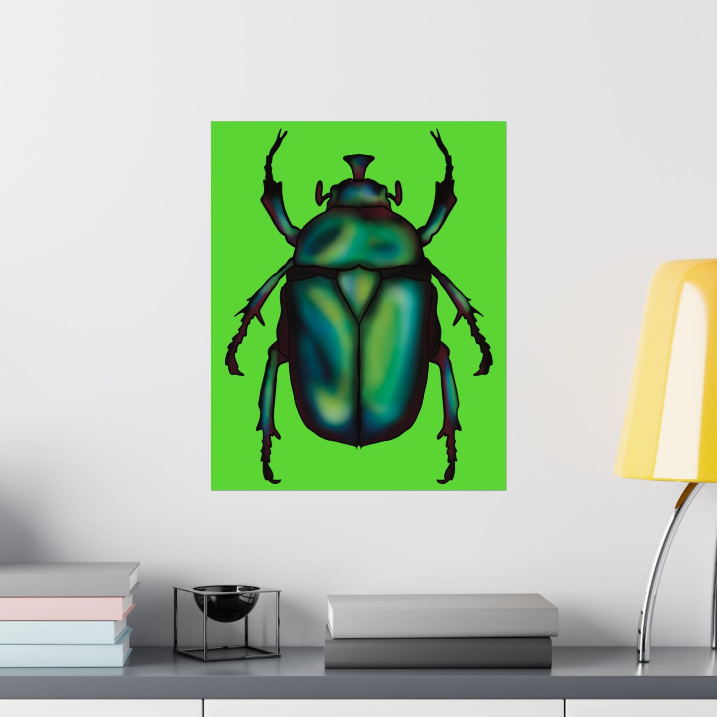 June Bug Wall Art Print, Green Chafer Beetle Poster, Green Nature Insect Decor