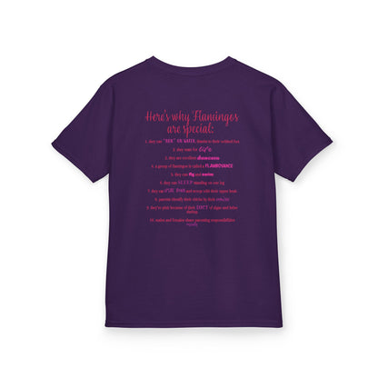 I Love Flamingos Kids T-Shirt, Animal Facts, Front and Back Print
