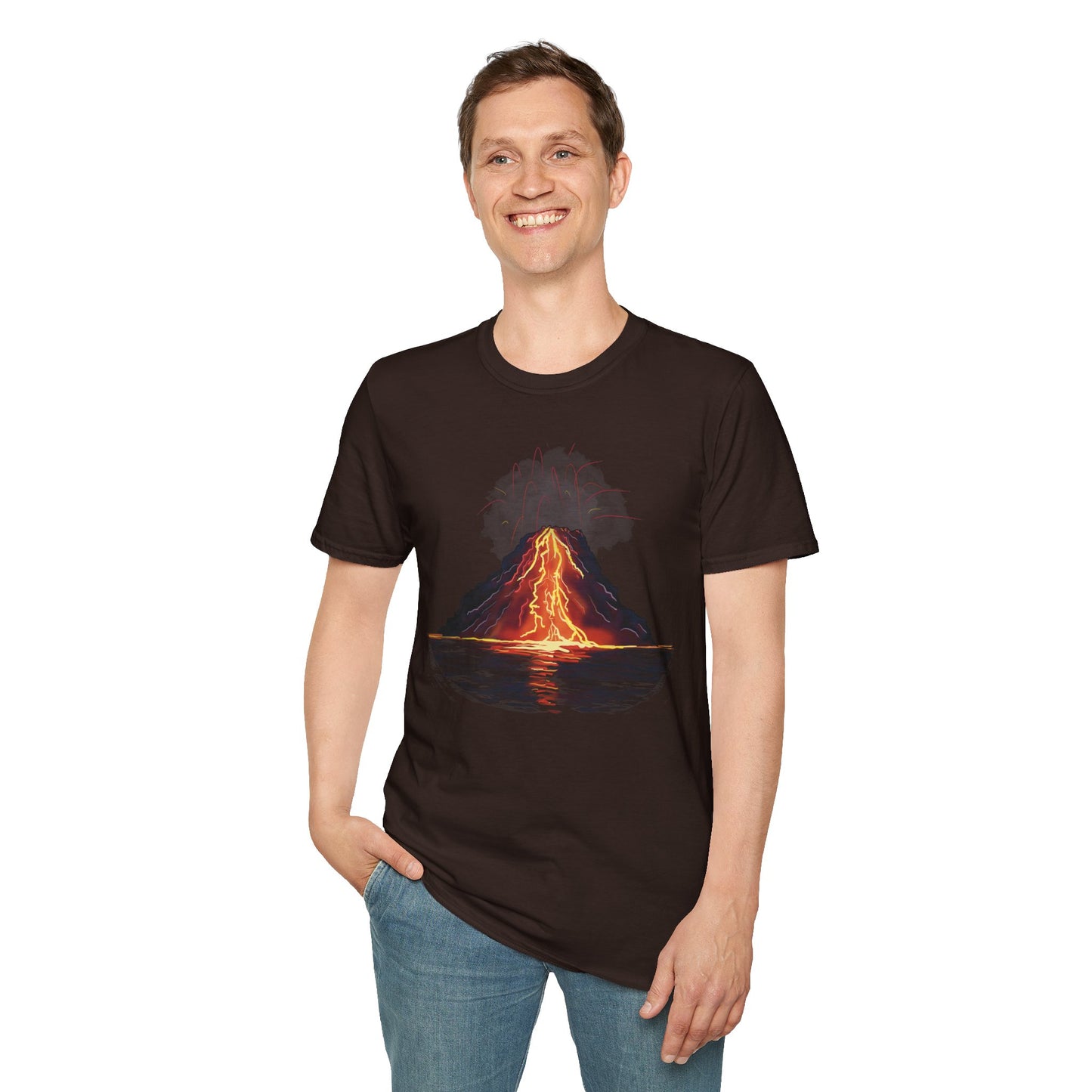 Volcano Graphic T-Shirt, Unisex Nature Tee, Volcanic Eruption