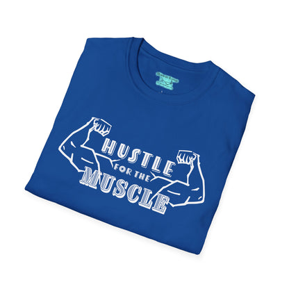 Hustle for the Muscle Workout T-Shirt, Masculine Muscle Arms Flexing, Unisex Short Sleeve Graphic Tee