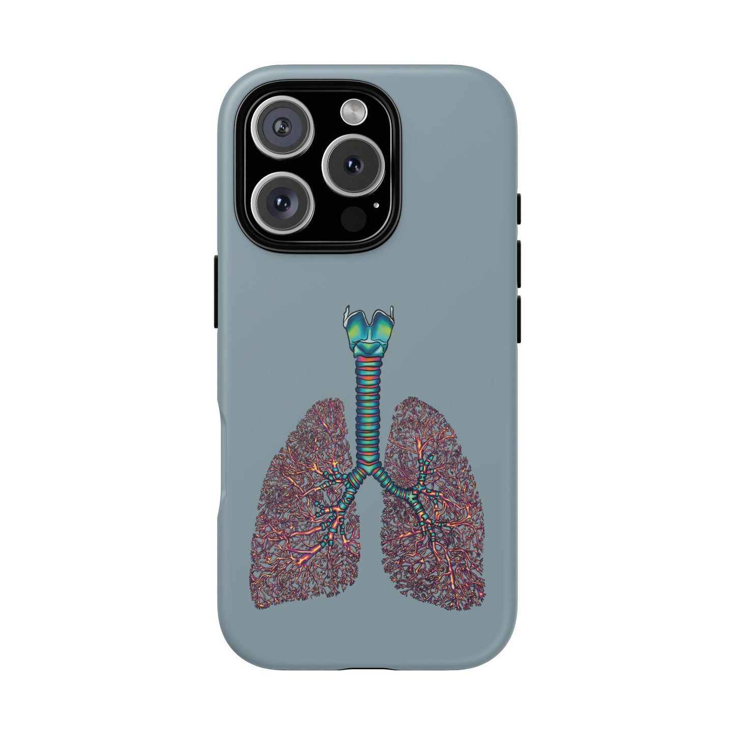 Anatomical Lungs Phone Case, Respiratory System Medical Art, Blue-Gray Protective Cover for iPhone, Google Pixel, Samsung Galaxy