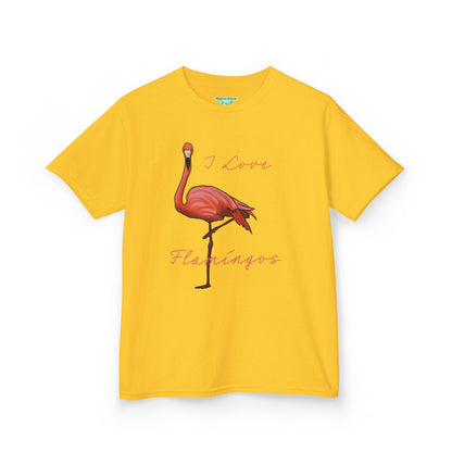 I Love Flamingos Kids T-Shirt, Animal Facts, Front and Back Print