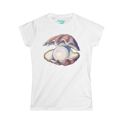 Pearl in Oyster Graphic T-Shirt, Women's Tee, Iridescent Shell Design