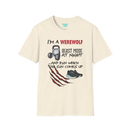Funny Workout T-Shirt, Werewolf Beast Mode Tee, Unisex Exercise Shirt