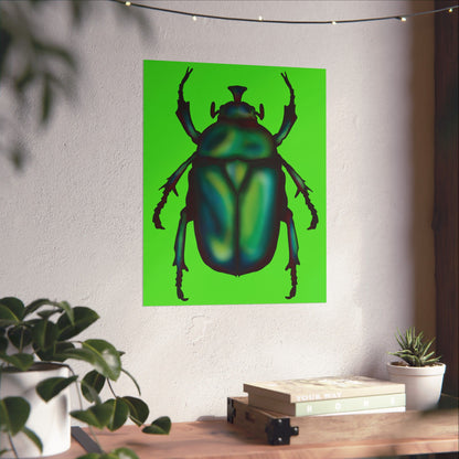 June Bug Wall Art Print, Green Chafer Beetle Poster, Green Nature Insect Decor