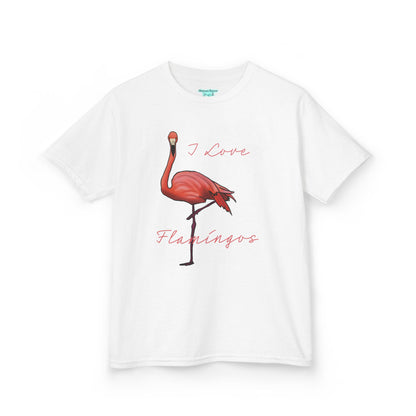 I Love Flamingos Kids T-Shirt, Animal Facts, Front and Back Print