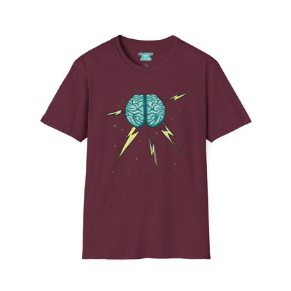 Brainstorm Graphic T-Shirt, Anatomical Brain with Rain and Lightning, Unisex Short Sleeve Tee