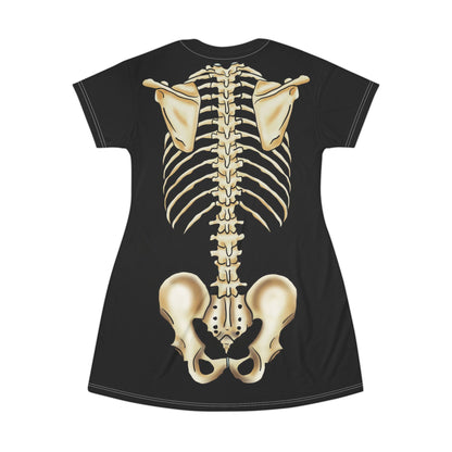 Skeleton T-Shirt Dress, X-Ray Vision Dress, Printed on Front and Back