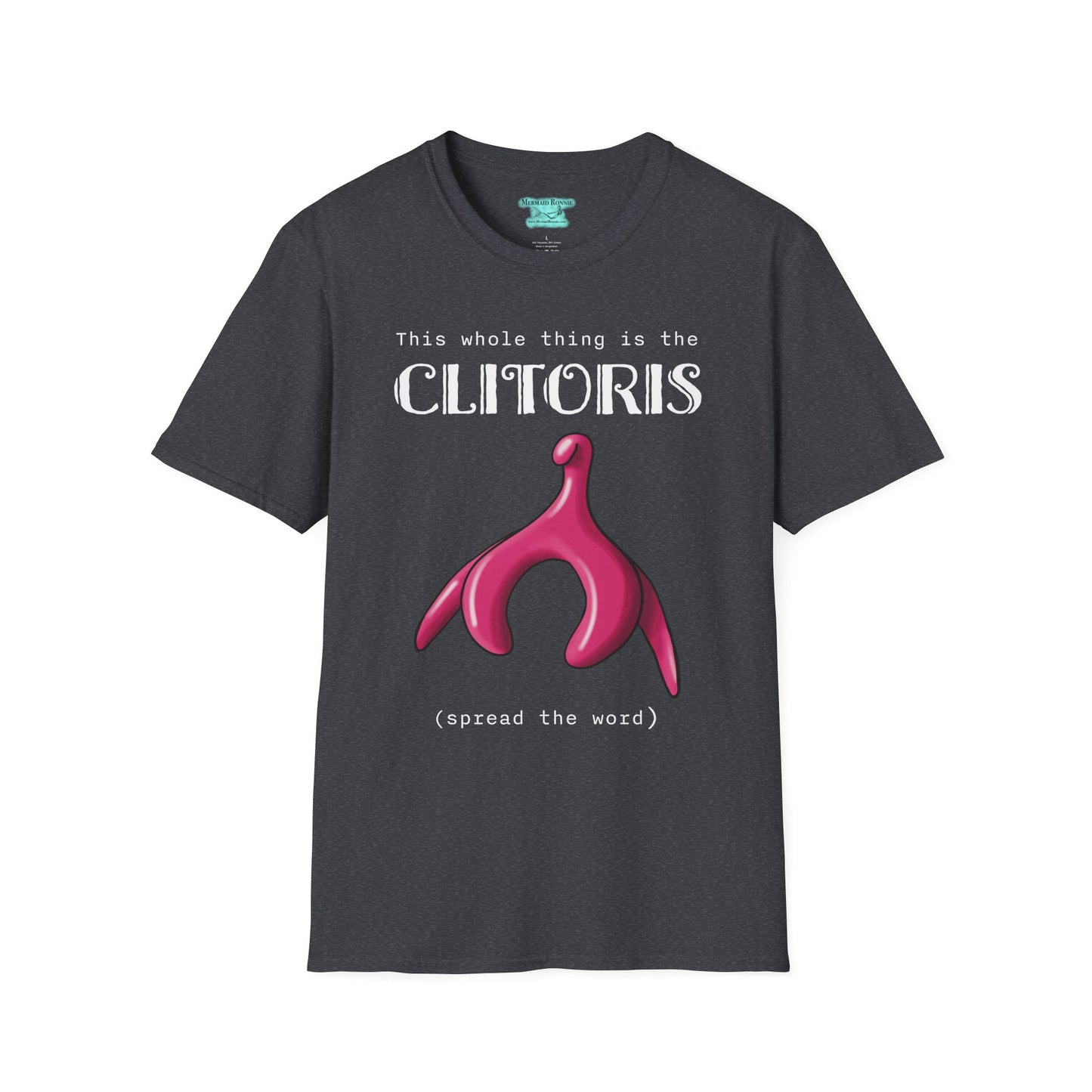 Funny Clitoris Awareness T-Shirt, Female Reproductive Health, Anatomy Humor, White Text