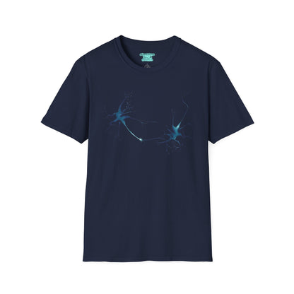Neuron T-Shirt, Synapse Illustration with Neurotransmitters, Axons, and Dendrites, Unisex Short Sleeve