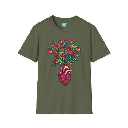 Anatomical Heart T-Shirt, Unisex Bouquet of Roses Tee, Cardiology Gift