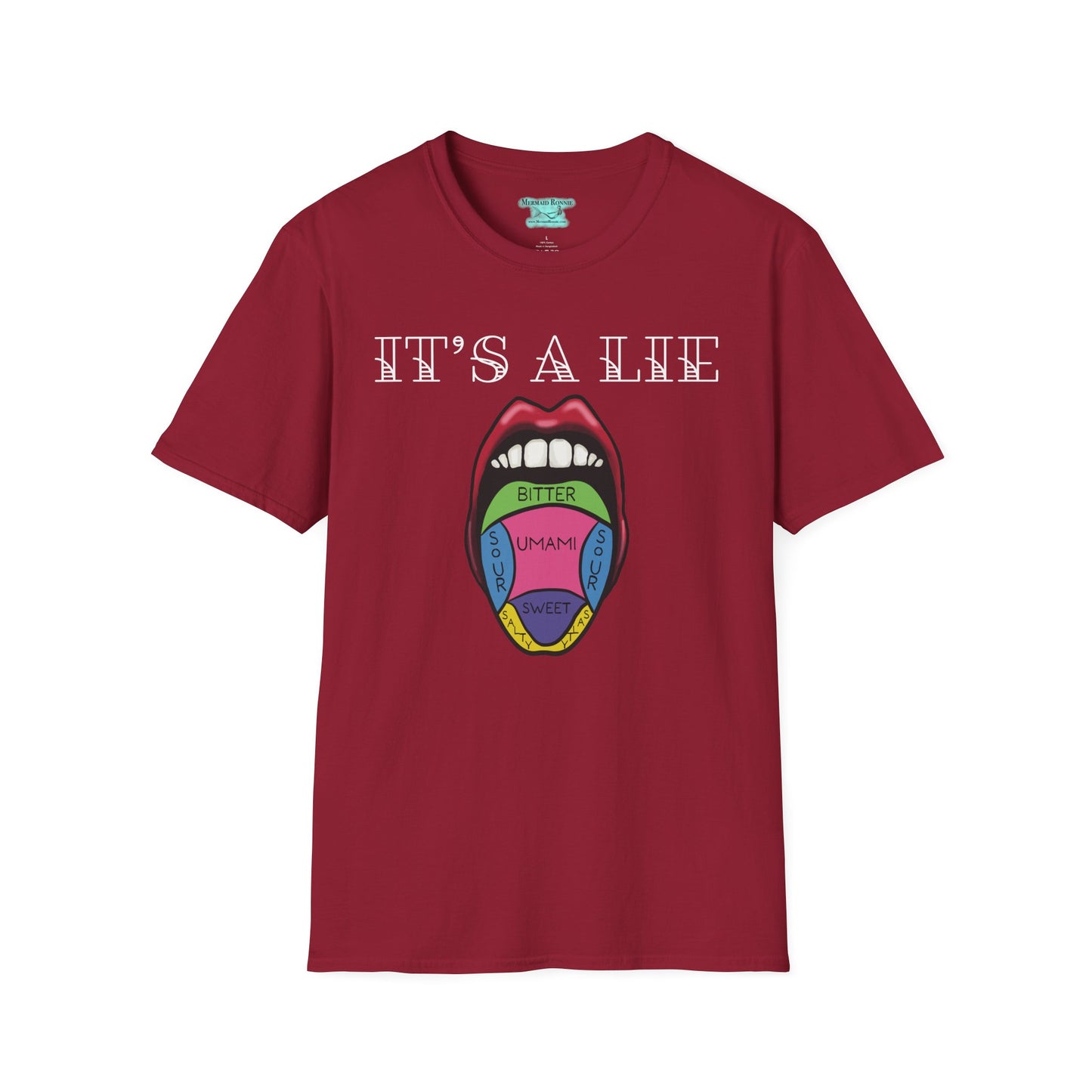 Tongue Taste Map T-Shirt, Funny Anatomy Unisex Short-Sleeve Tee, It’s a Lie Conspiracy