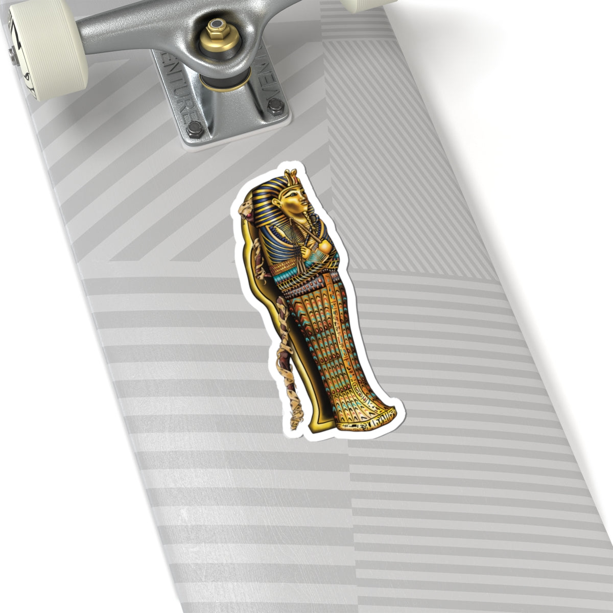 Egyptian Sarcophagus Vinyl Sticker, King Tut Mummy with Glowing Red Eyes Decorative Decal