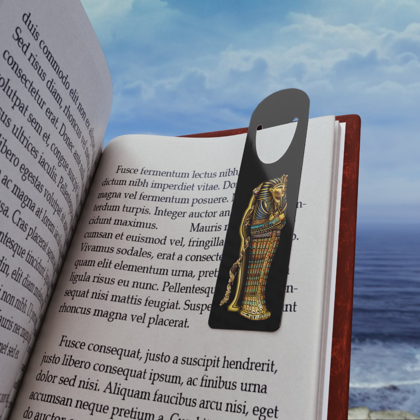 Mummy in Egyptian Sarcophagus Bookmark, Black Aluminum Page Marker, Gothic Horror Movie Monster