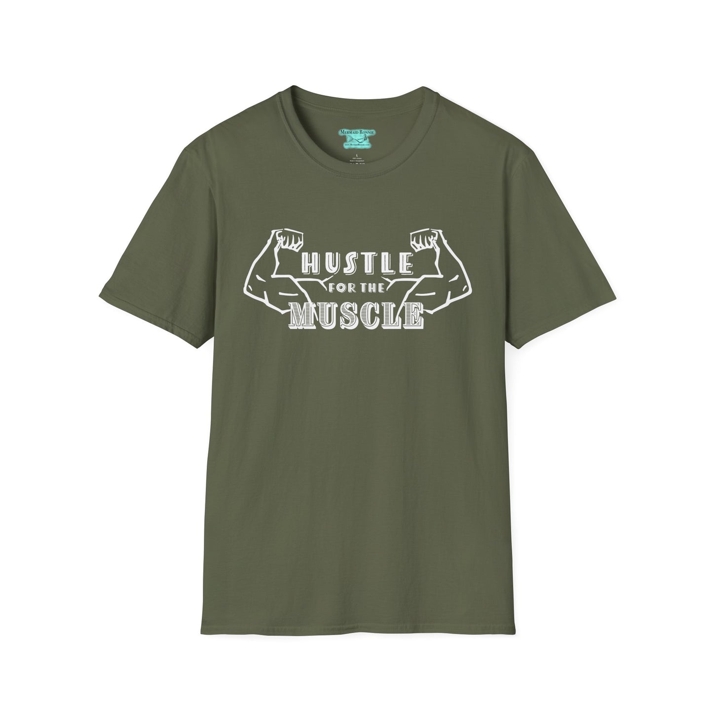 Hustle for the Muscle Workout T-Shirt, Masculine Muscle Arms Flexing, Unisex Short Sleeve Graphic Tee