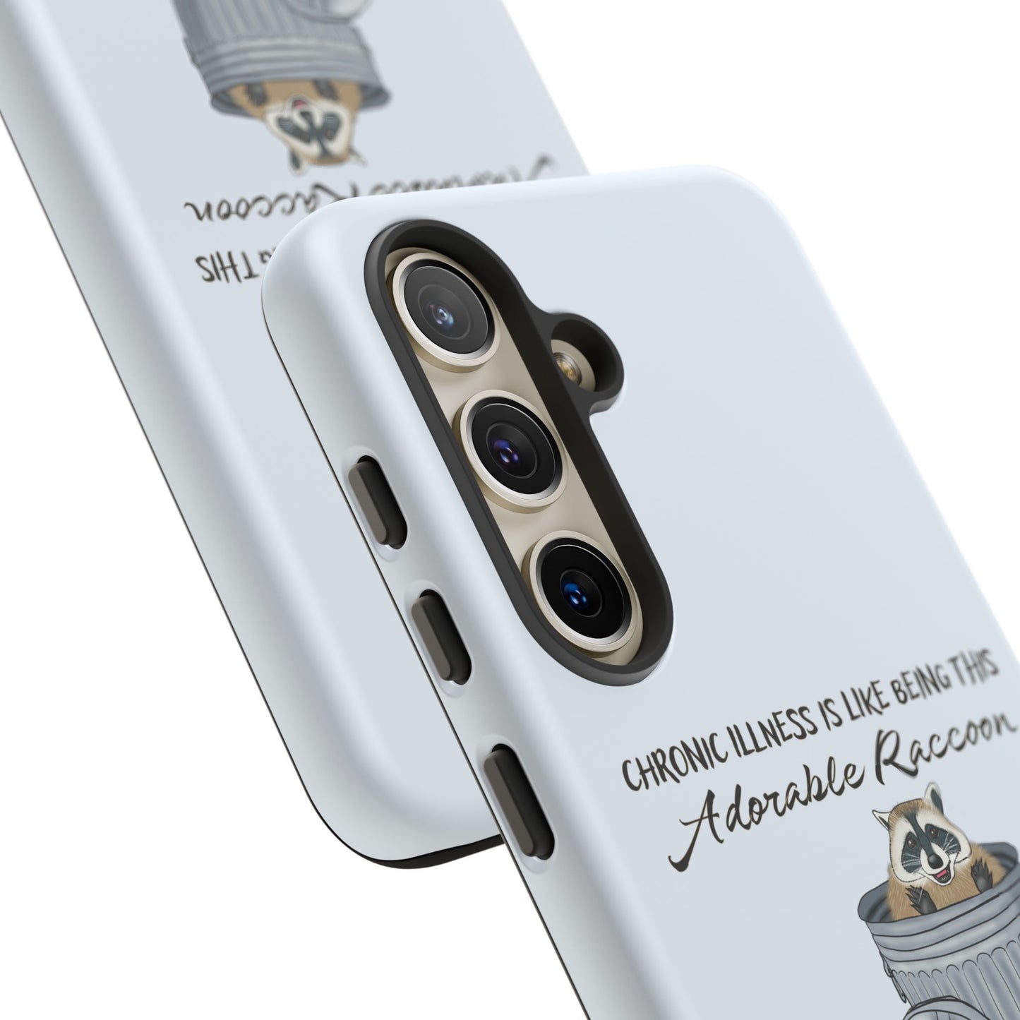 Funny Chronic Illness Phone Case, Raccoon in Trash Can, Light Grey Protective Cover for iPhone, Google Pixel, Samsung Galaxy