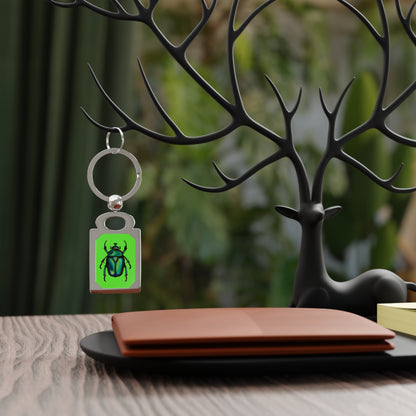June Bug Keychain, Green Chafer Beetle Keyring, Entomology Insect Keychain, Lime Green