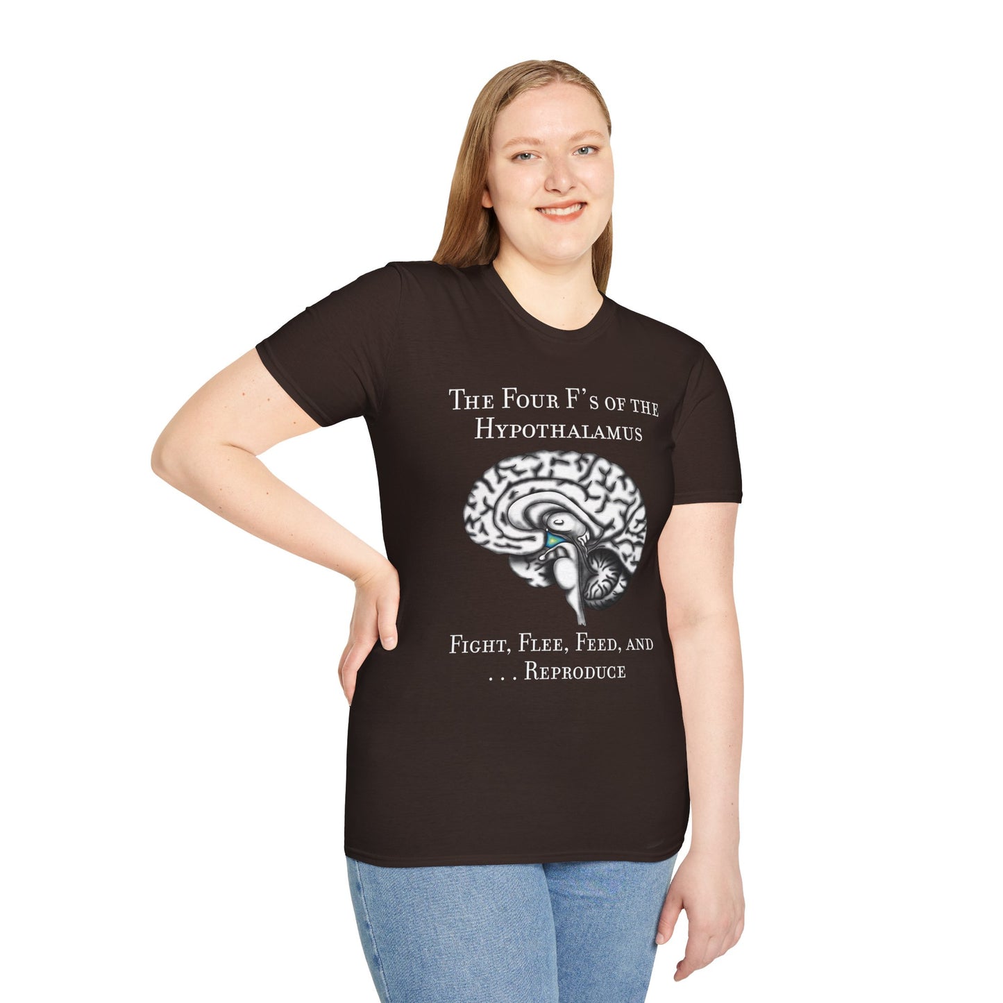 Funny Neuroscience T-Shirt, Brain Hypothalamus Graphic Tee, Four F’s of the Hypothalamus, Anatomy Gift, Educational Humor