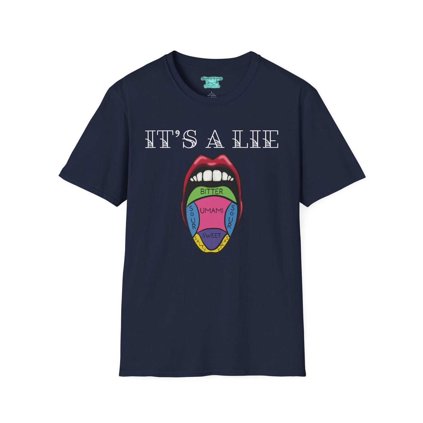 Tongue Taste Map T-Shirt, Funny Anatomy Unisex Short-Sleeve Tee, It’s a Lie Conspiracy