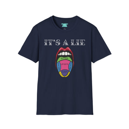 Tongue Taste Map T-Shirt, Funny Anatomy Unisex Short-Sleeve Tee, It’s a Lie Conspiracy