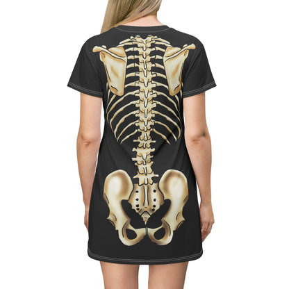 Skeleton T-Shirt Dress, X-Ray Vision Dress, Printed on Front and Back