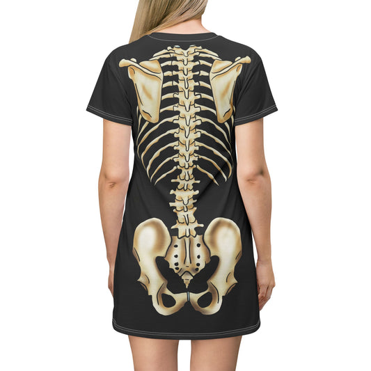 Skeleton T-Shirt Dress, X-Ray Vision Dress, Printed on Front and Back