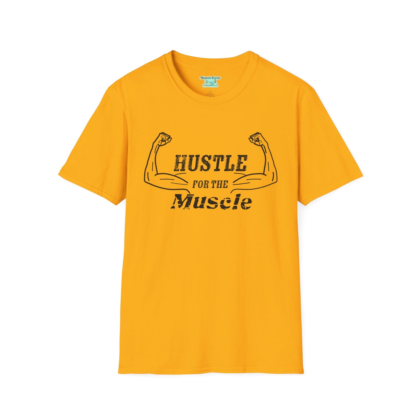 Hustle for the Muscle Workout T-Shirt, Feminine Muscle Arms Flexing, Unisex Short Sleeve Graphic Tee