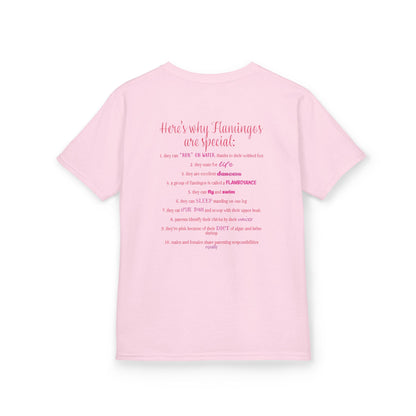 I Love Flamingos Kids T-Shirt, Animal Facts, Front and Back Print