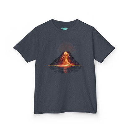 Kids Volcano T-shirt, Unisex Short Sleeve Graphic Tee, Volcanic Eruption Design